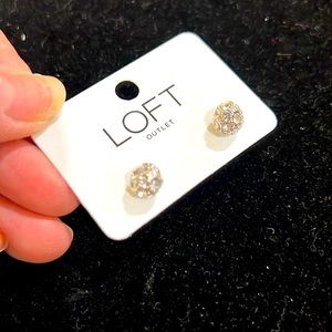 NWT LOFT Silver Ball Rhinestone Earrings